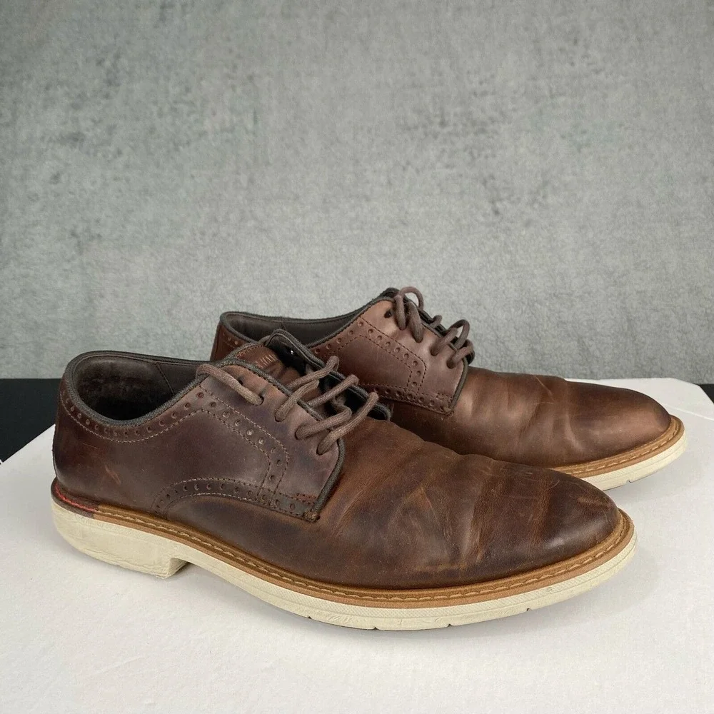 Cole Haan Go-To Plain Men's  10.5 M Toe Oxford Shoes Dark Coffee Brown GRAND 360